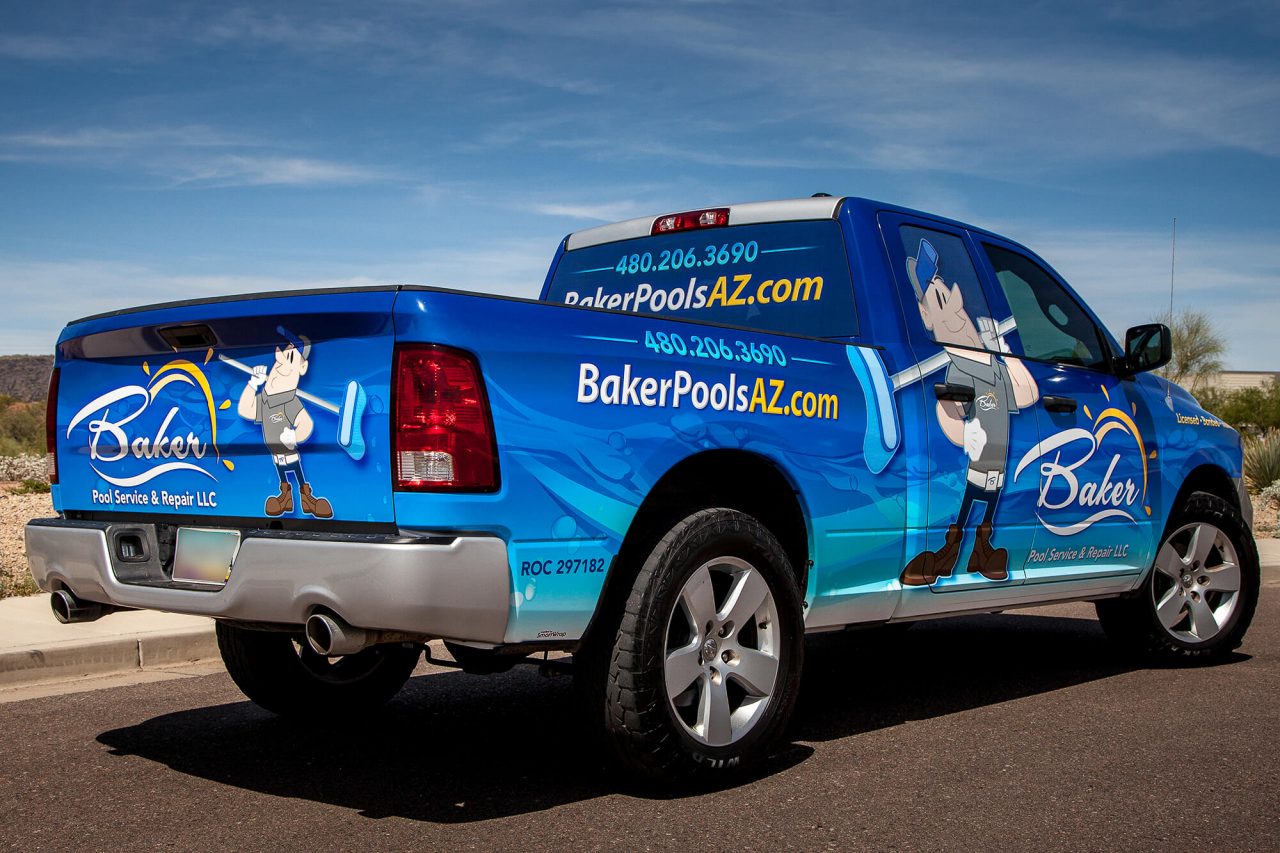Vehicle wrap for Baker’s Pool Service & Repair LLC